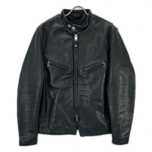 25AW 7578 ﾌﾞﾗｯｸ ﾆｭｰﾈｲｷｯﾄﾞｶｰﾌﾚｻﾞｰ ｼﾝｸﾞﾙﾗｲﾀﾞｰｽｼﾞｬｹｯﾄ ジャケット 40 メンズ