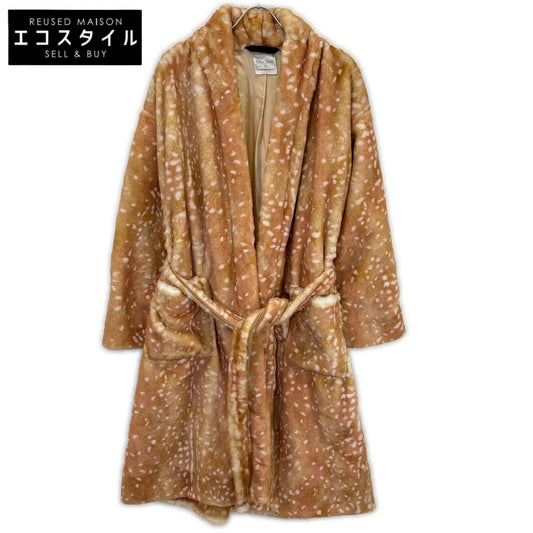 forte_forte Forte Forte Brown Faux-Fur Long-Sleeve Gown Coat Coat