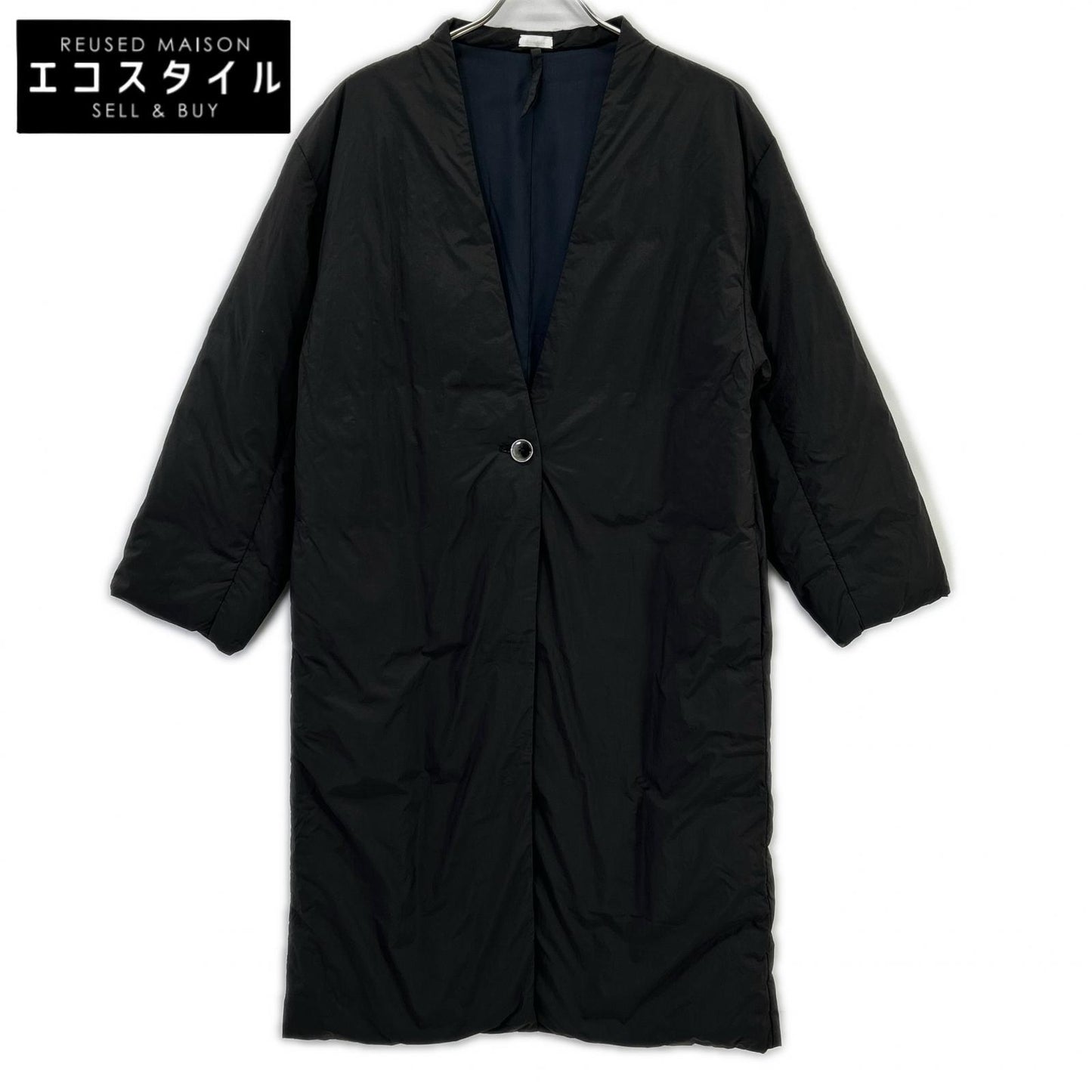 SAW01 CT801 Charcoal Nylon 1B Open Collar Down Coat S Women's