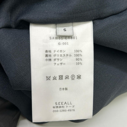 SAW01 CT801 Charcoal Nylon 1B Open Collar Down Coat S Women's