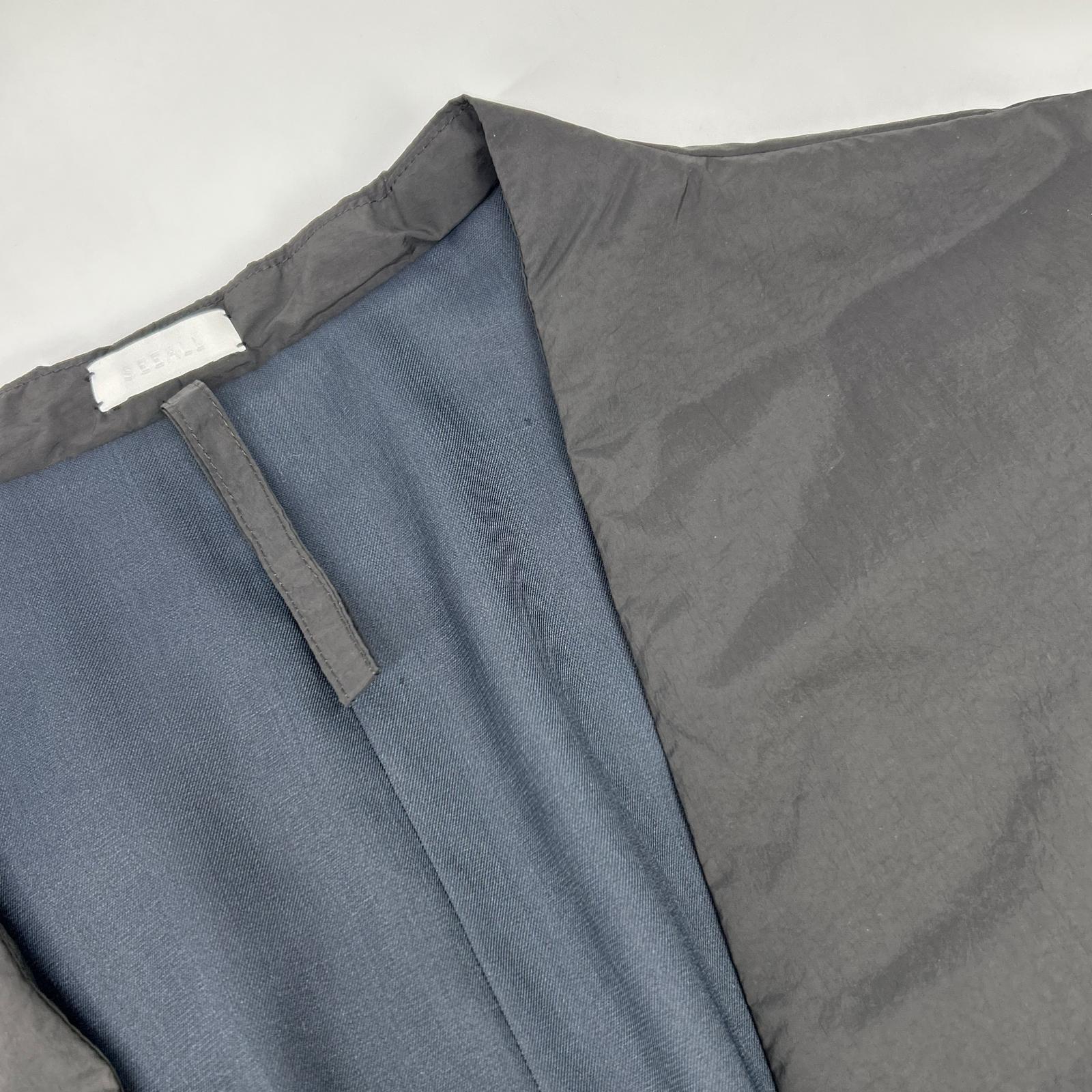 SAW01 CT801 Charcoal Nylon 1B Open Collar Down Coat S Women's