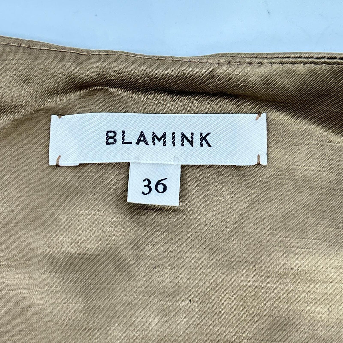 【SALE】 BLAMINK ブラミンク 7926-230-0172 ブラウン レーヨンリネン ノースリーブ サテンワンピース ワンピース
