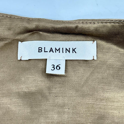 【SALE】 BLAMINK ブラミンク 7926-230-0172 ブラウン レーヨンリネン ノースリーブ サテンワンピース ワンピース