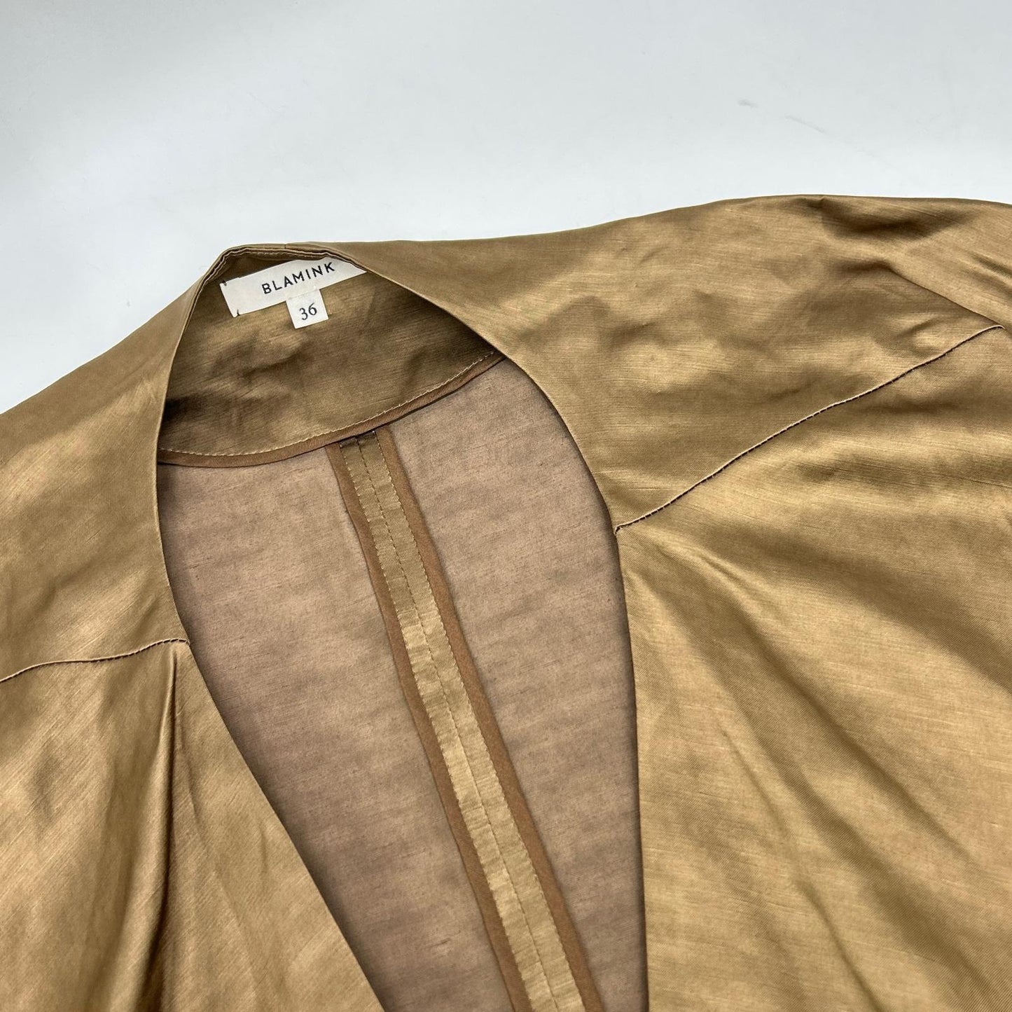 BLAMINK 7926-230-0172 Brown Rayon-Linen Sleeveless Satin Dress