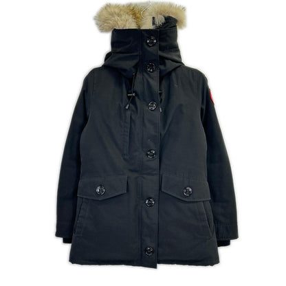 CANADA GOOSE 2300JL Black Charlotte Parka Fur-Trimmed Down Jacket Coat M