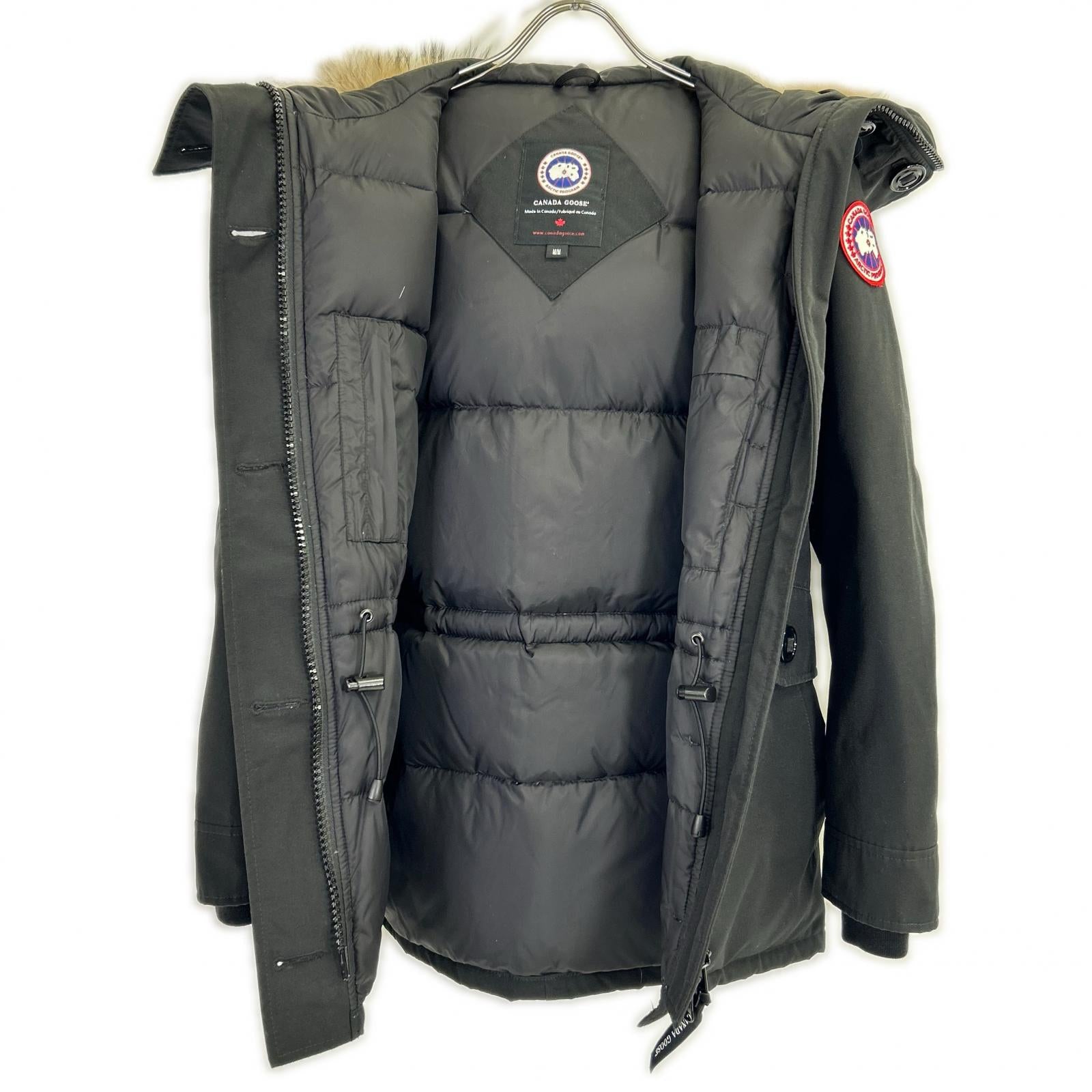 CANADA GOOSE 2300JL Black Charlotte Parka Fur-Trimmed Down Jacket Coat M