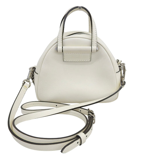 JIMMY CHOO VARENNE Bowling Mini Shoulder Bag Handbag Women's White Handbag
