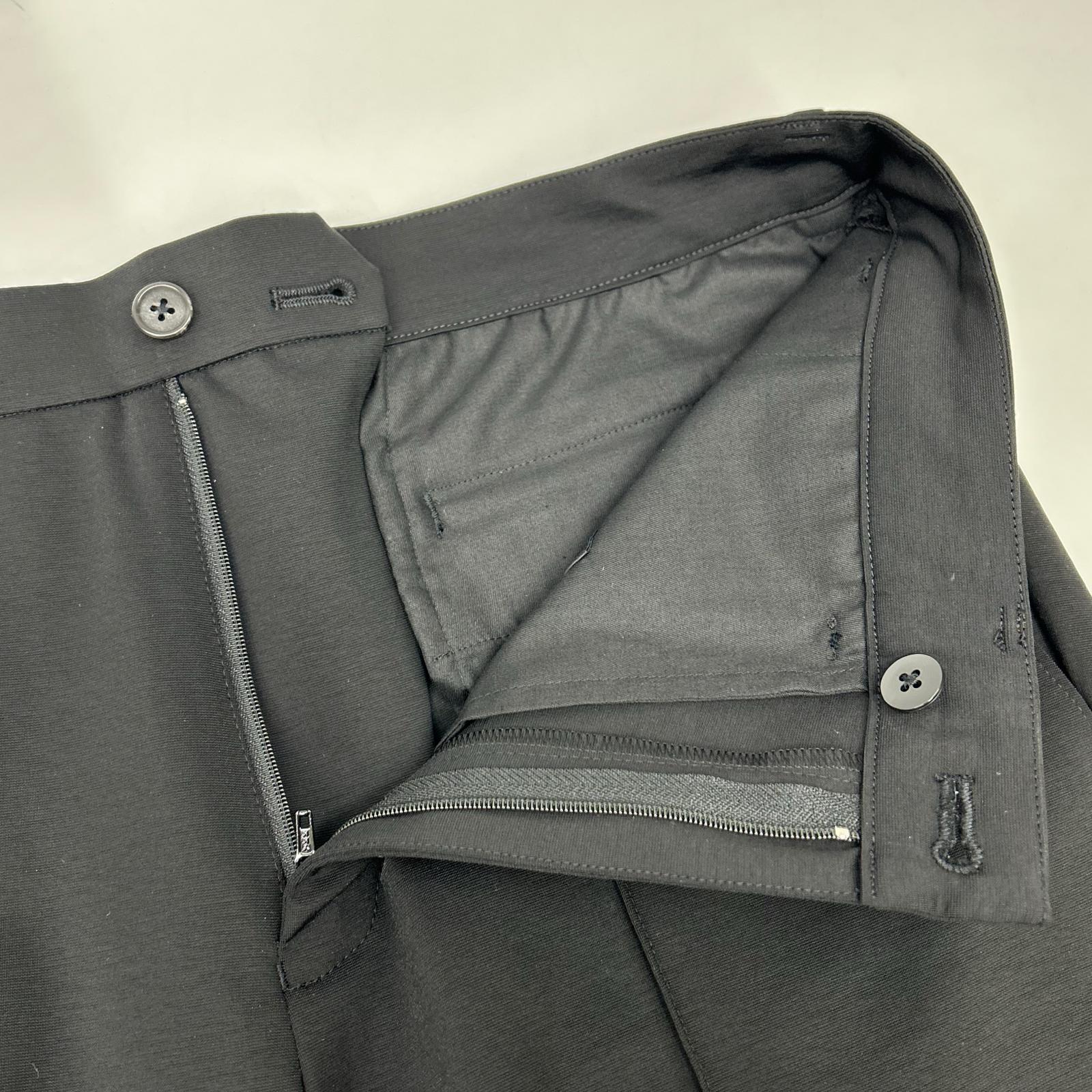 MOVB JK-021PR Navy Double-Breasted 6B Travel Jacket / PT-020PR Black Slim Tapered Travel Slacks Set-Up Suit
