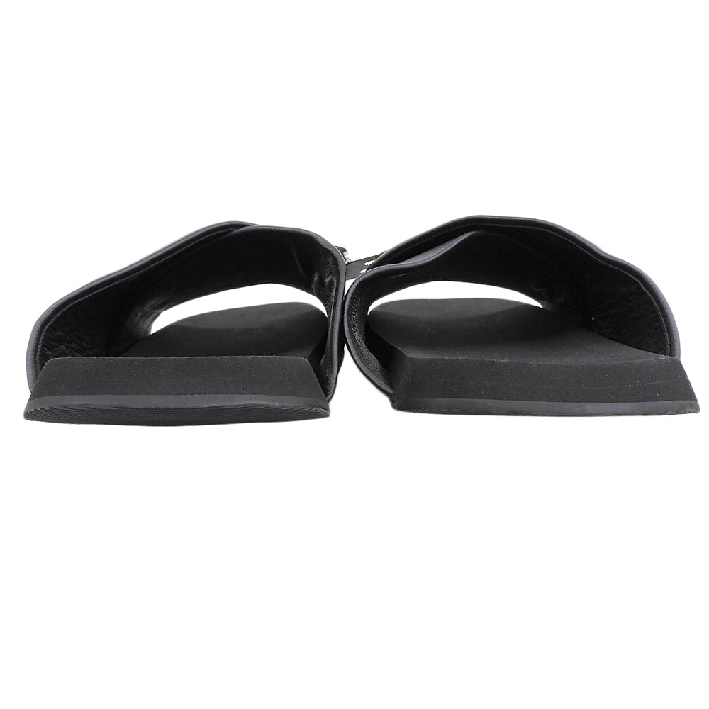 BALENCIAGA SUNSET FLAT MULE BB Logo Metal Plate Leather Sandals Shoes Men's Black 43 828478 25SS Shoes