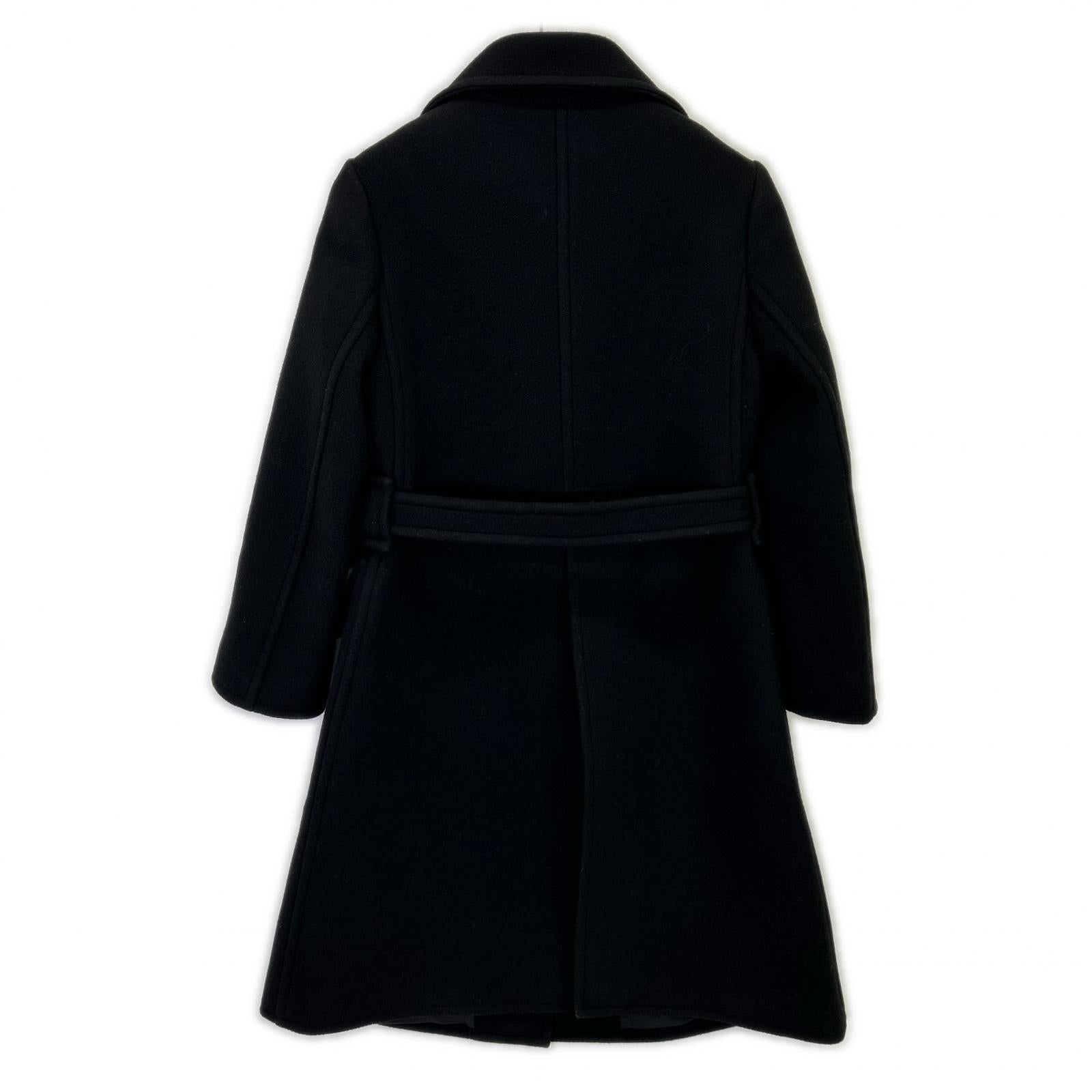 CHLOE Black Virgin Wool Belted Coat 34
