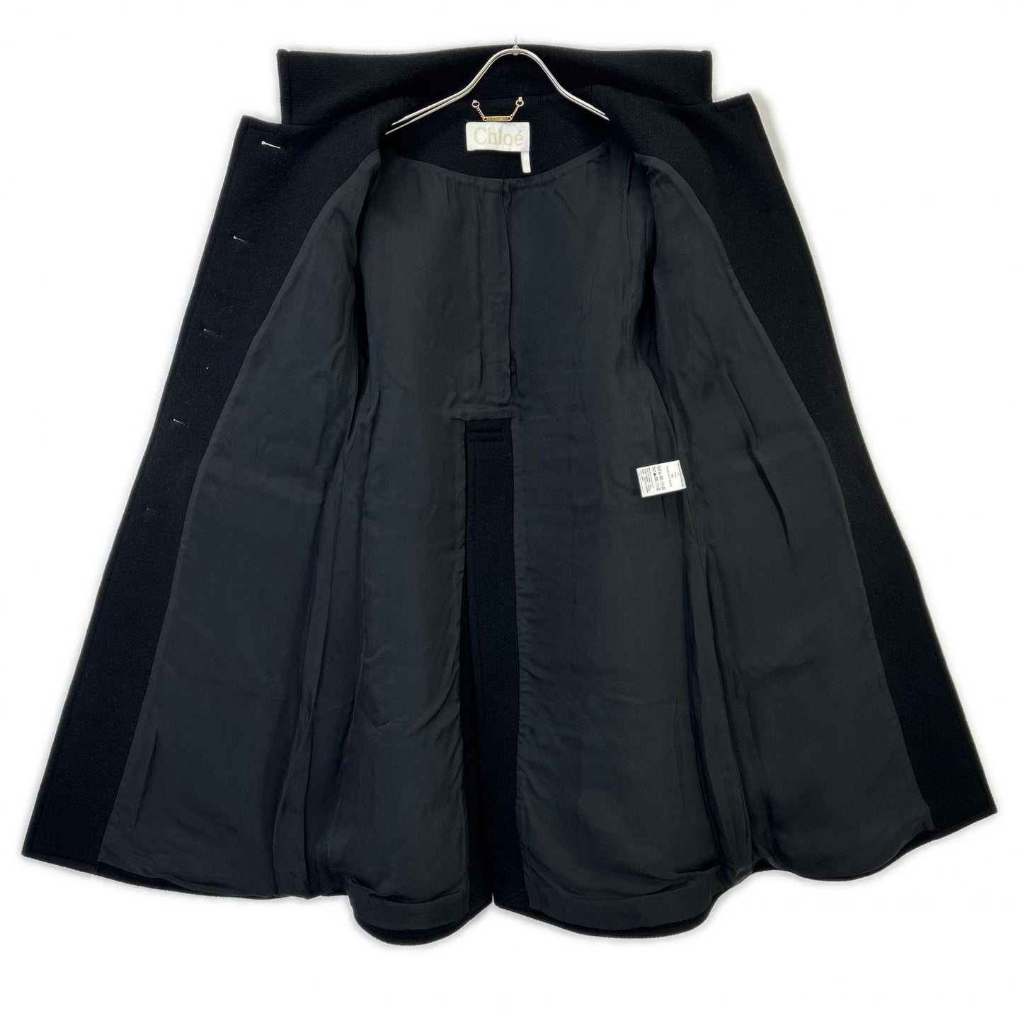 CHLOE Black Virgin Wool Belted Coat 34