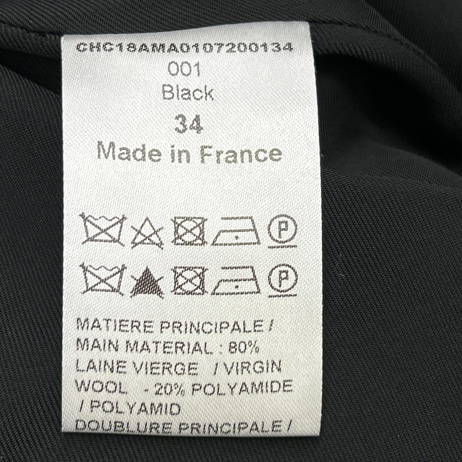 CHLOE Black Virgin Wool Belted Coat 34