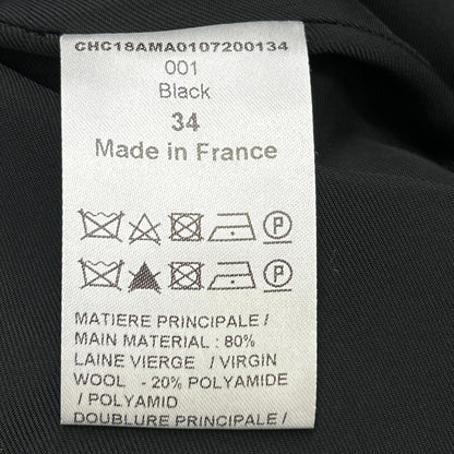 CHLOE Black Virgin Wool Belted Coat 34