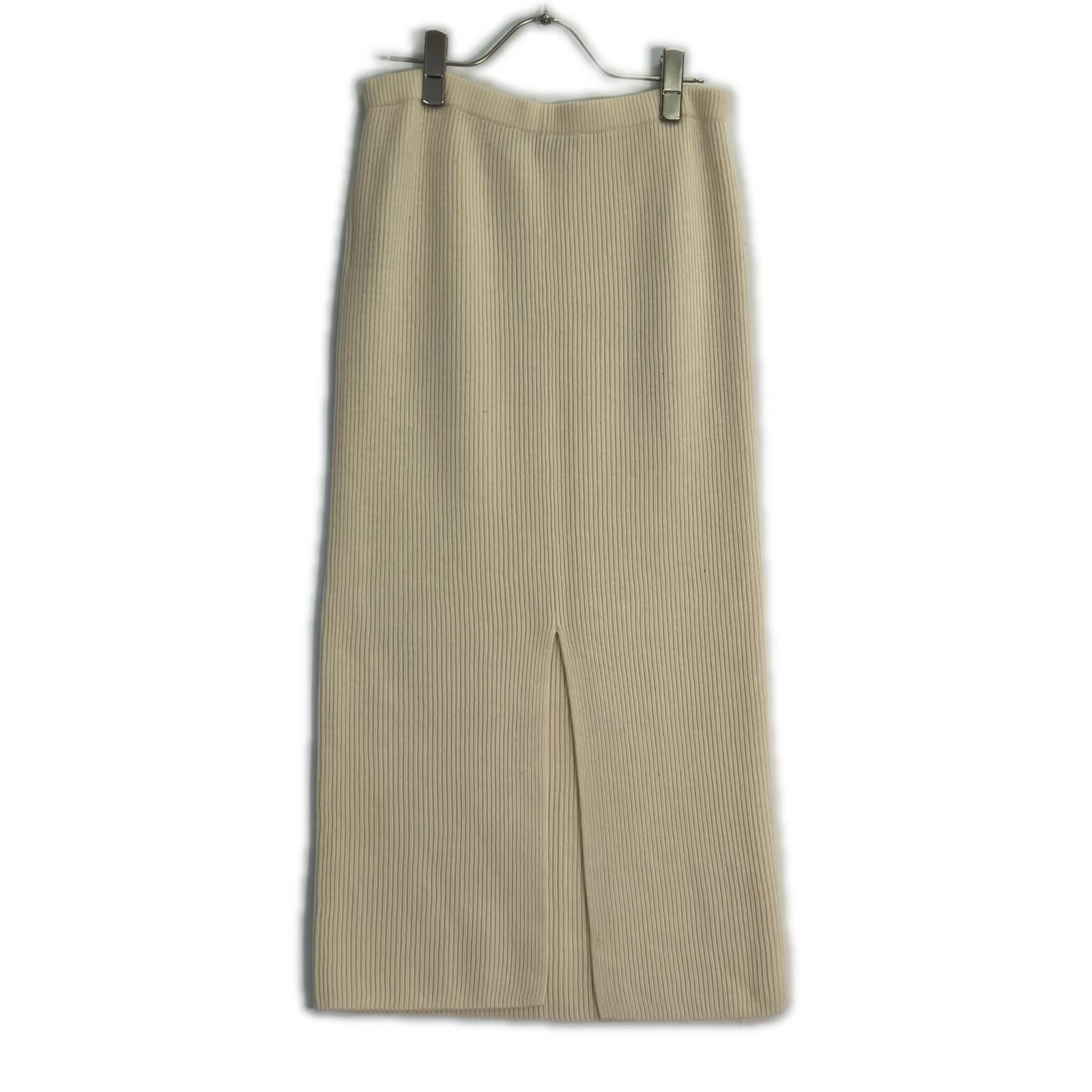 Theory 24 Ivory LANA CASH 2 MIDI SLIM SKIRT Rib Knit Skirt Skirt S