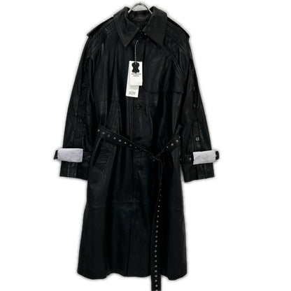 H&M 【×rokh】黑色纽扣细节皮质风衣