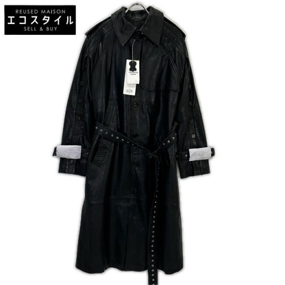 H&M 【×rokh】黑色纽扣细节皮质风衣