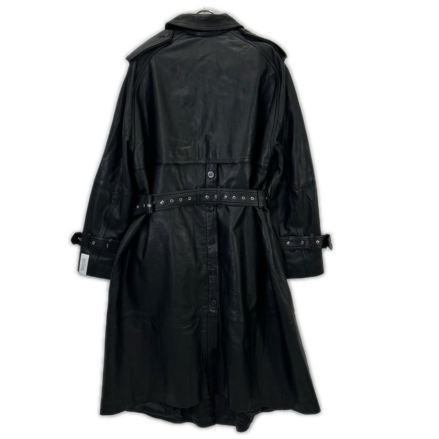 H&M 【×rokh】黑色纽扣细节皮质风衣