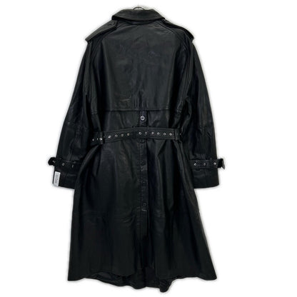 H&M 【×rokh】黑色纽扣细节皮质风衣