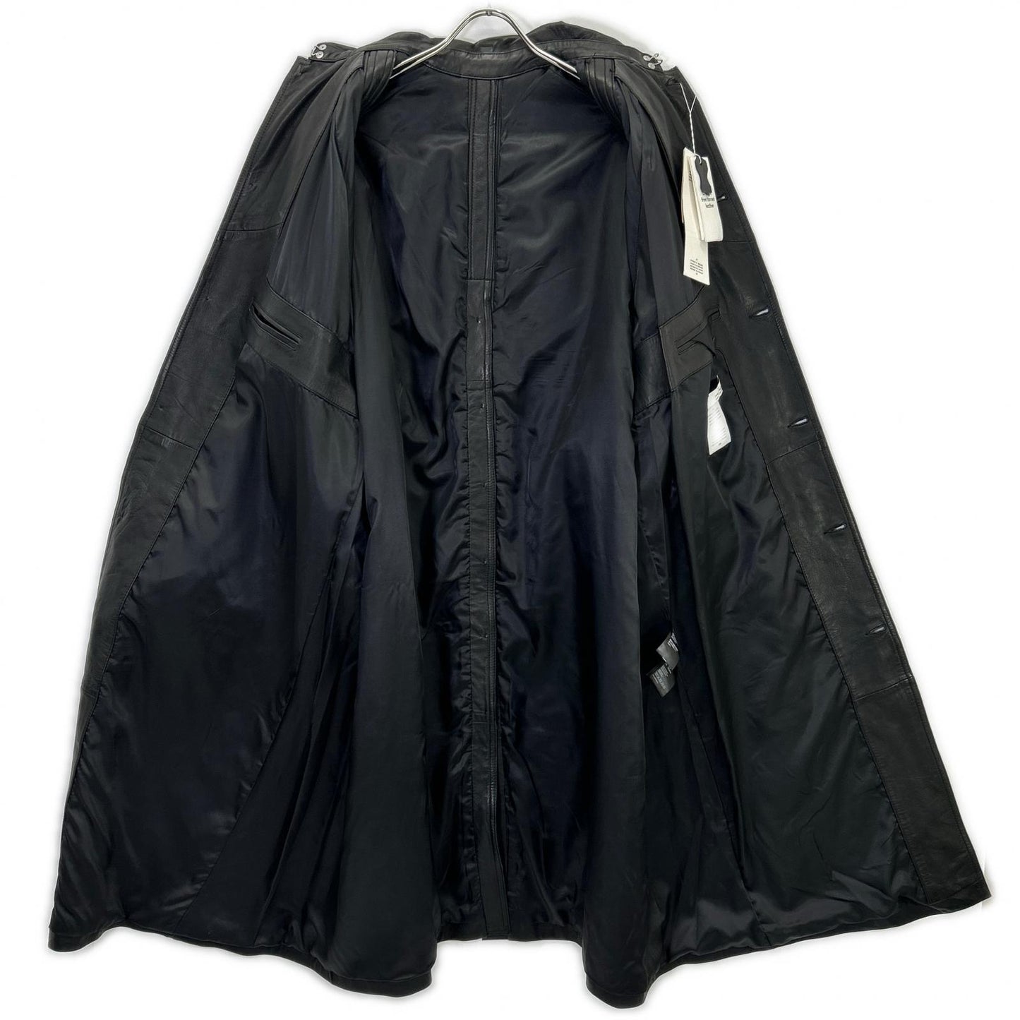 H&M 【×rokh】黑色纽扣细节皮质风衣