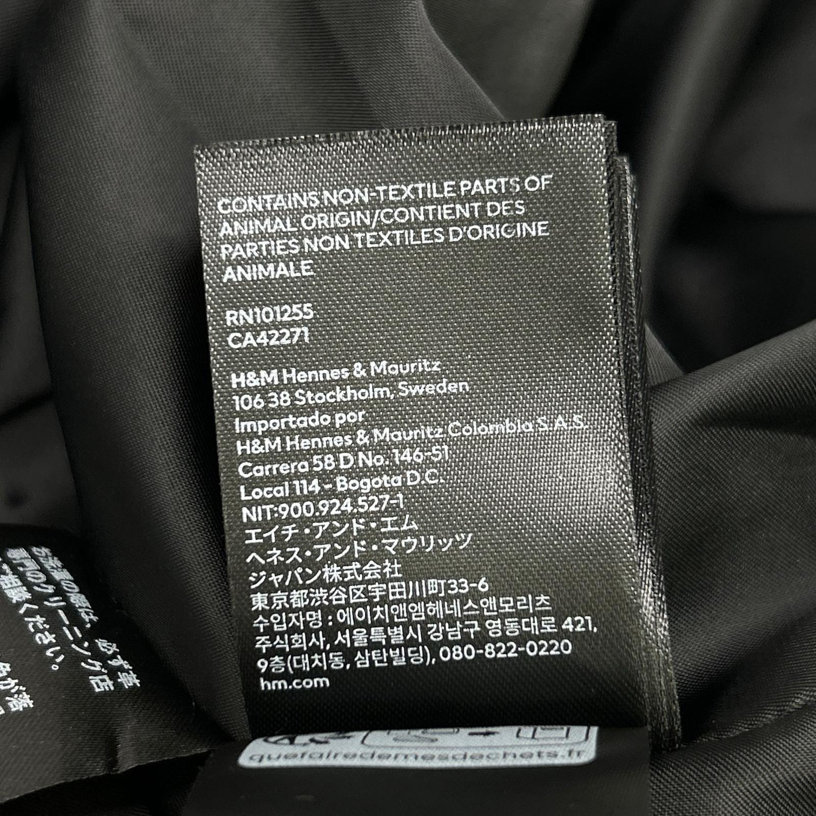 H&M 【×rokh】黑色纽扣细节皮质风衣