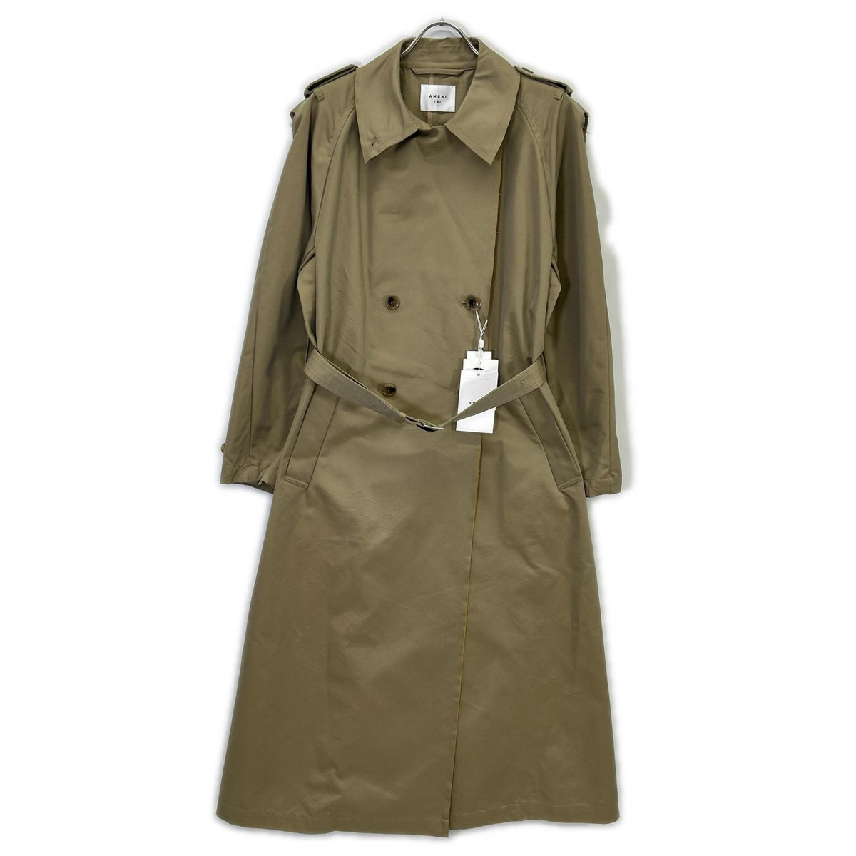 AMERI 阿梅里 01310790010 米色 CUT OFF CHAMBRAY TRENCH COAT 剪裁尚布雷风衣 外套