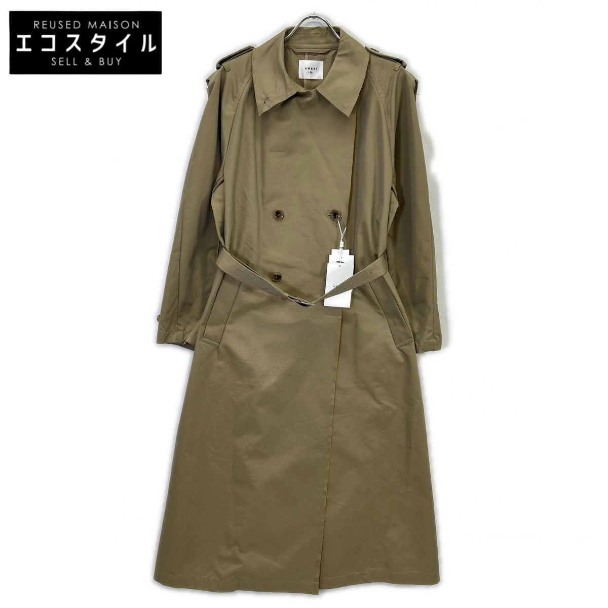 AMERI 阿梅里 01310790010 米色 CUT OFF CHAMBRAY TRENCH COAT 剪裁尚布雷风衣 外套