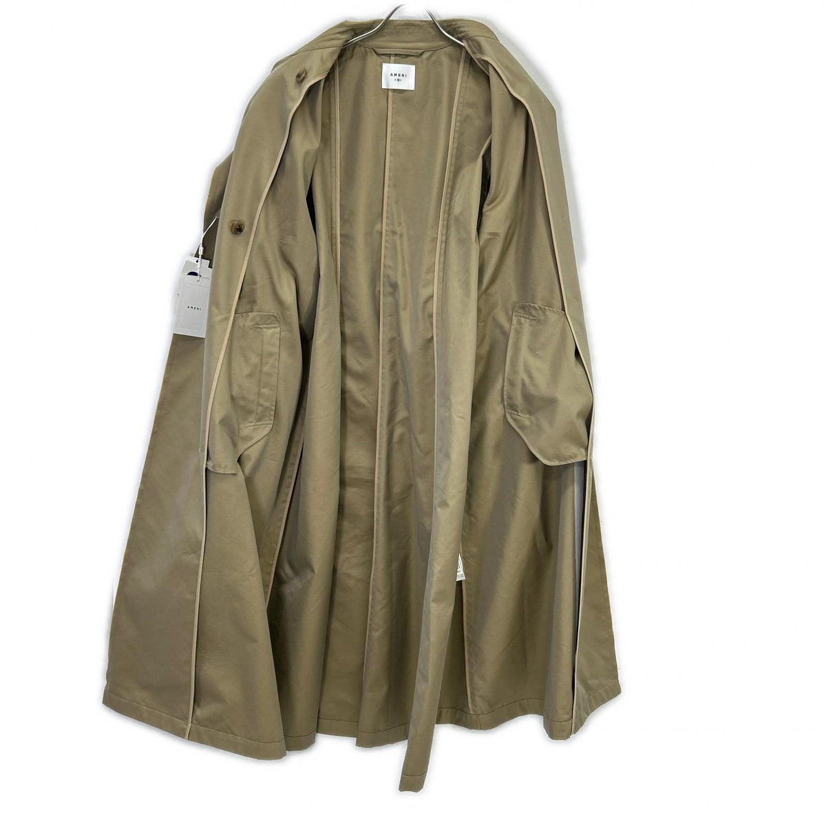 AMERI 阿梅里 01310790010 米色 CUT OFF CHAMBRAY TRENCH COAT 剪裁尚布雷风衣 外套