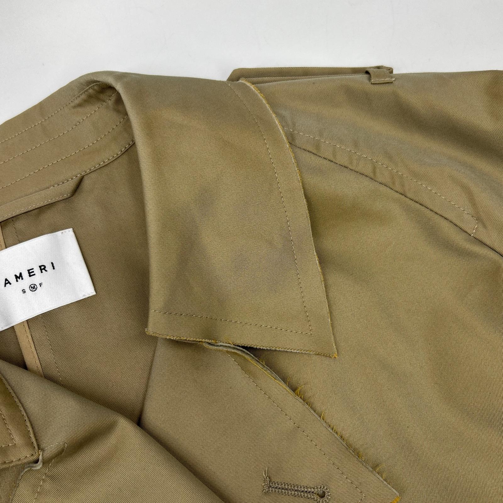AMERI 阿梅里 01310790010 米色 CUT OFF CHAMBRAY TRENCH COAT 剪裁尚布雷风衣 外套