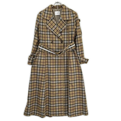 AMERI アメリ 01920740550 ﾍﾞｰｼﾞｭ PASS CODE CHECK COAT ﾁｪｯｸﾛﾝｸﾞｺｰﾄ コート S