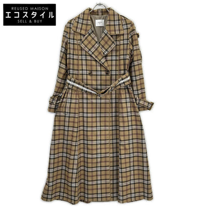 AMERI アメリ 01920740550 ﾍﾞｰｼﾞｭ PASS CODE CHECK COAT ﾁｪｯｸﾛﾝｸﾞｺｰﾄ コート S