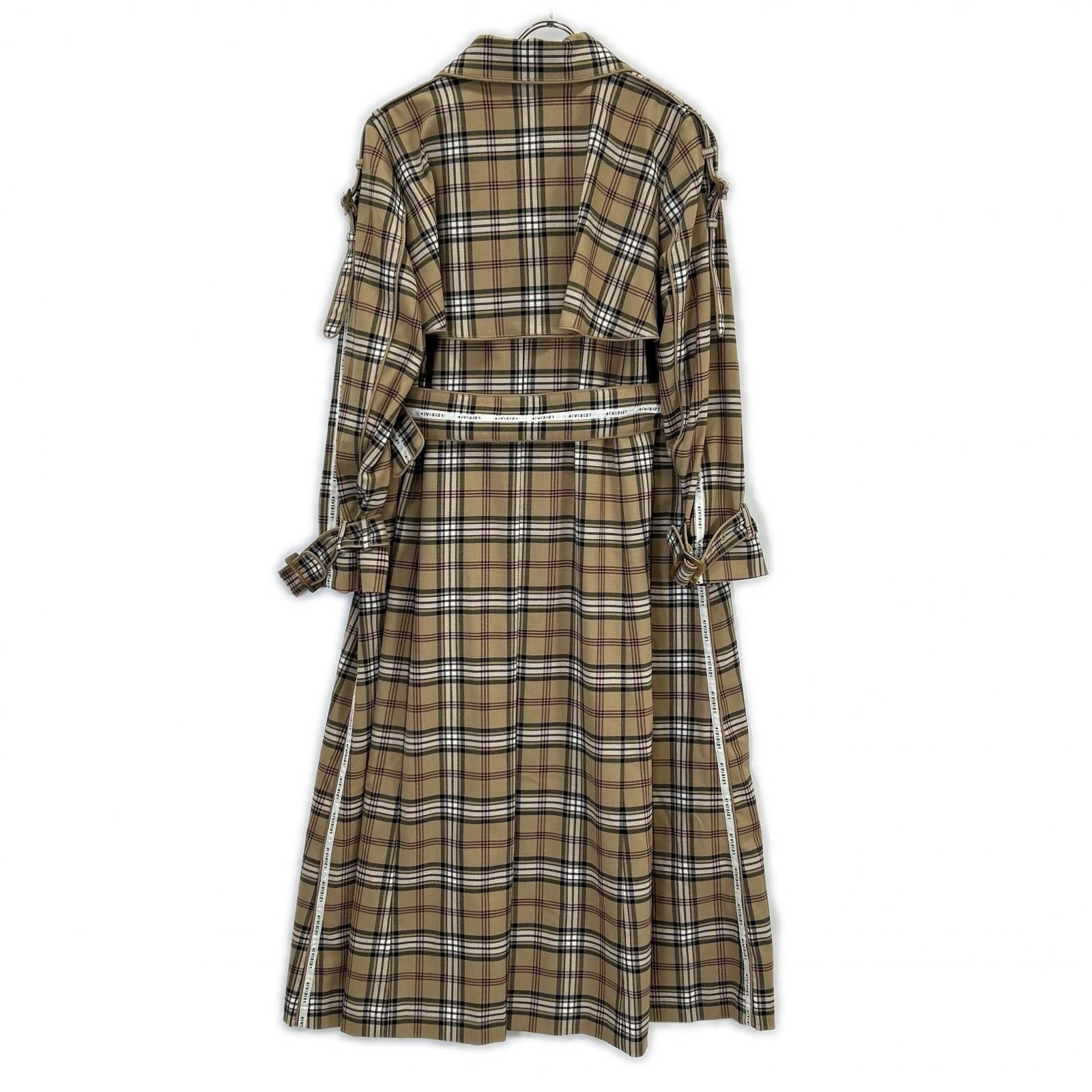 AMERI アメリ 01920740550 ﾍﾞｰｼﾞｭ PASS CODE CHECK COAT ﾁｪｯｸﾛﾝｸﾞｺｰﾄ コート S