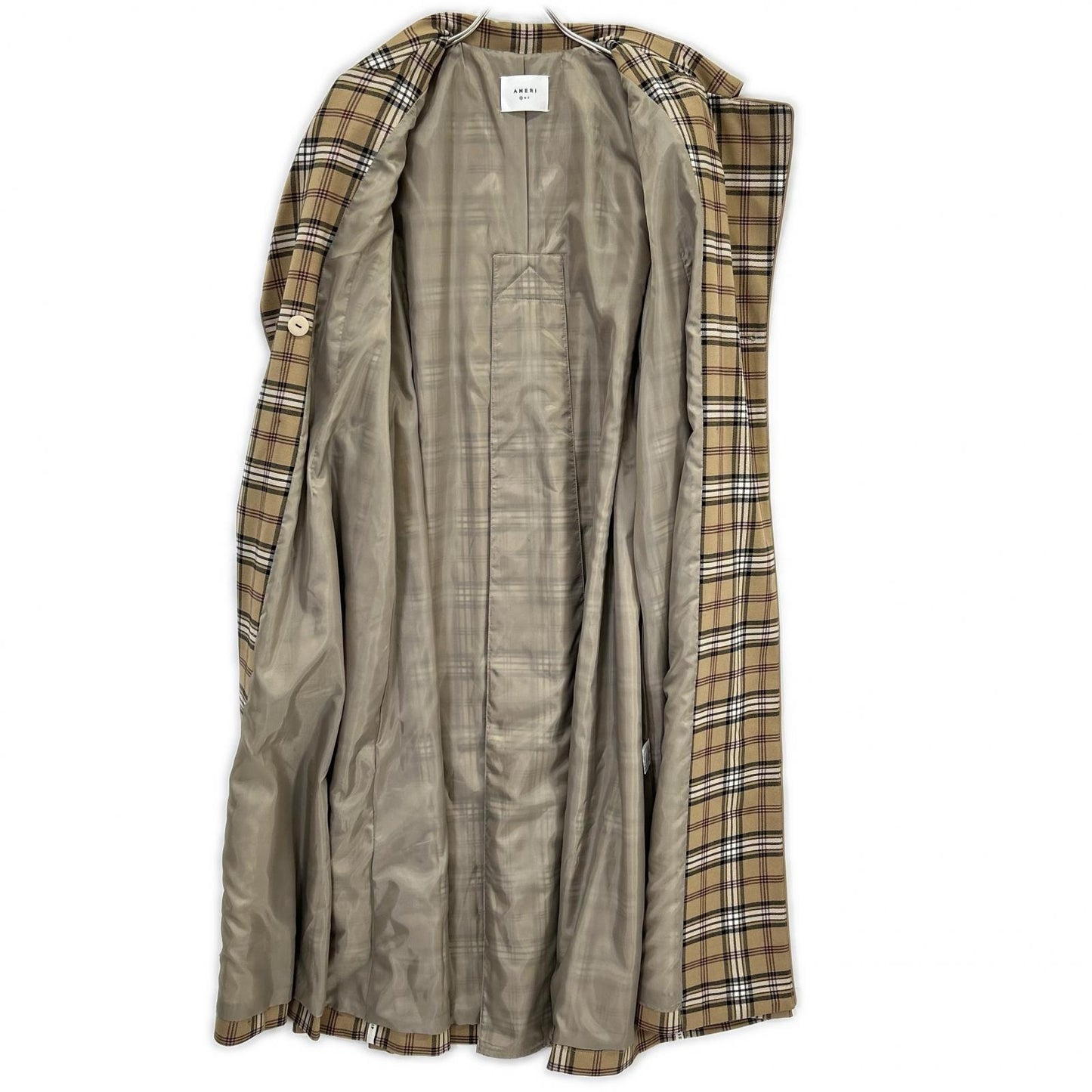 AMERI アメリ 01920740550 ﾍﾞｰｼﾞｭ PASS CODE CHECK COAT ﾁｪｯｸﾛﾝｸﾞｺｰﾄ コート S