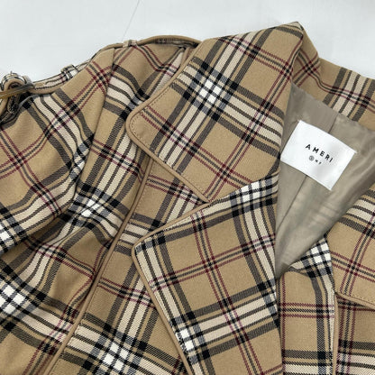 AMERI アメリ 01920740550 ﾍﾞｰｼﾞｭ PASS CODE CHECK COAT ﾁｪｯｸﾛﾝｸﾞｺｰﾄ コート S