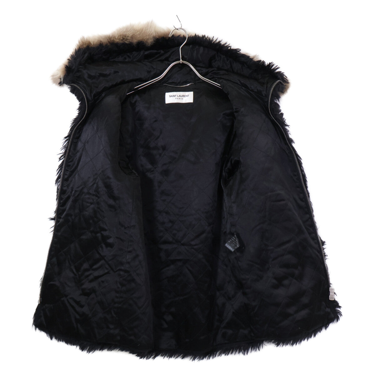 SAINT LAURENT PARIS サンローランパリ 国内正規 531195 Y715T モヘアxウール ラクーンファー ファートリミング フーデッドジップブルゾン ジャケット