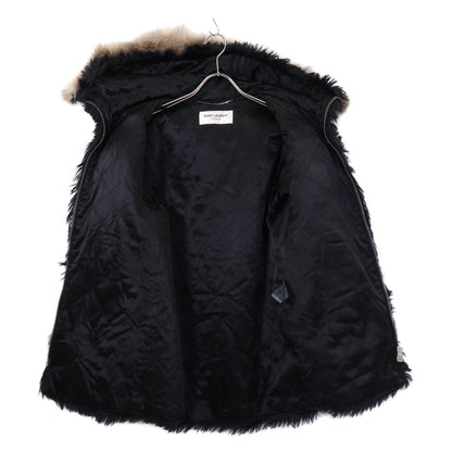 SAINT LAURENT PARIS サンローランパリ 国内正規 531195 Y715T モヘアxウール ラクーンファー ファートリミング フーデッドジップブルゾン ジャケット
