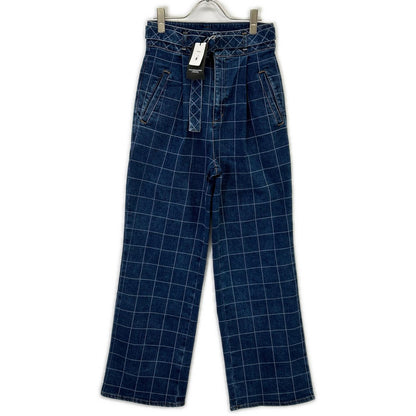 DOUBLE STANDARD CLOTHING ダブルスタンダードクロージング 0206-491-231 インディゴ デニムレーザー加工ワイドパンツ ボトムス