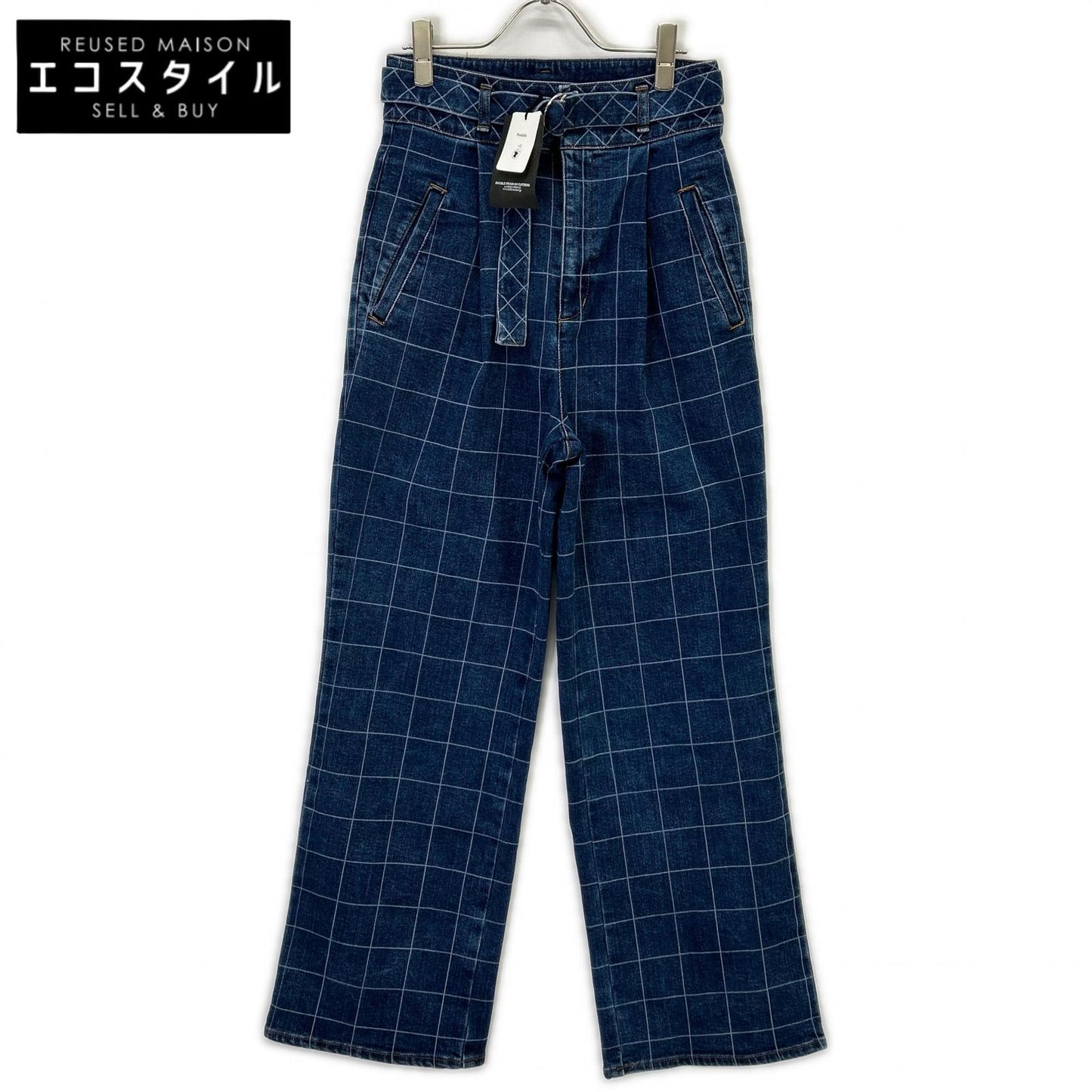 DOUBLE STANDARD CLOTHING ダブルスタンダードクロージング 0206-491-231 インディゴ デニムレーザー加工ワイドパンツ ボトムス
