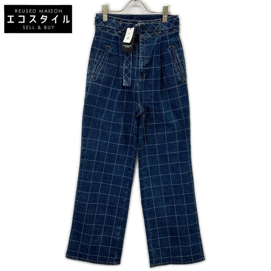 DOUBLE STANDARD CLOTHING ダブルスタンダードクロージング 0206-491-231 インディゴ デニムレーザー加工ワイドパンツ ボトムス