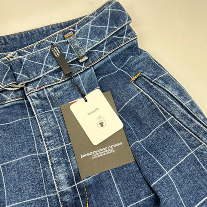 DOUBLE STANDARD CLOTHING ダブルスタンダードクロージング 0206-491-231 インディゴ デニムレーザー加工ワイドパンツ ボトムス