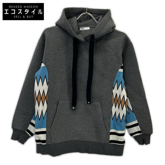 DOUBLE STANDARD CLOTHING ダブルスタンダードクロージング 0208-030-234 グレー ジャガードニットドッキングパーカー トップス