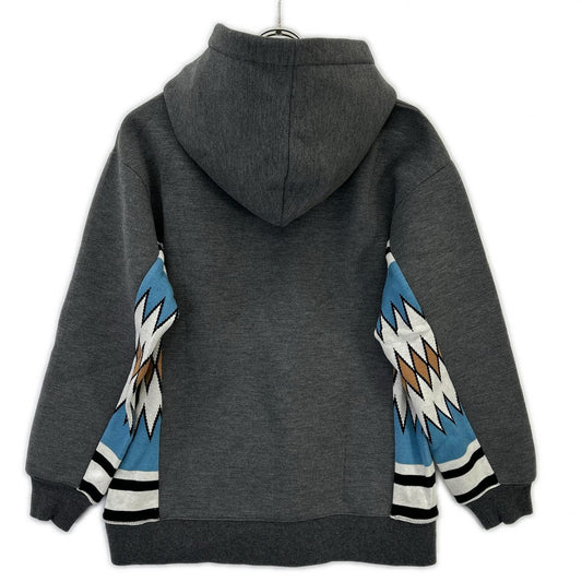 DOUBLE STANDARD CLOTHING ダブルスタンダードクロージング 0208-030-234 グレー ジャガードニットドッキングパーカー トップス