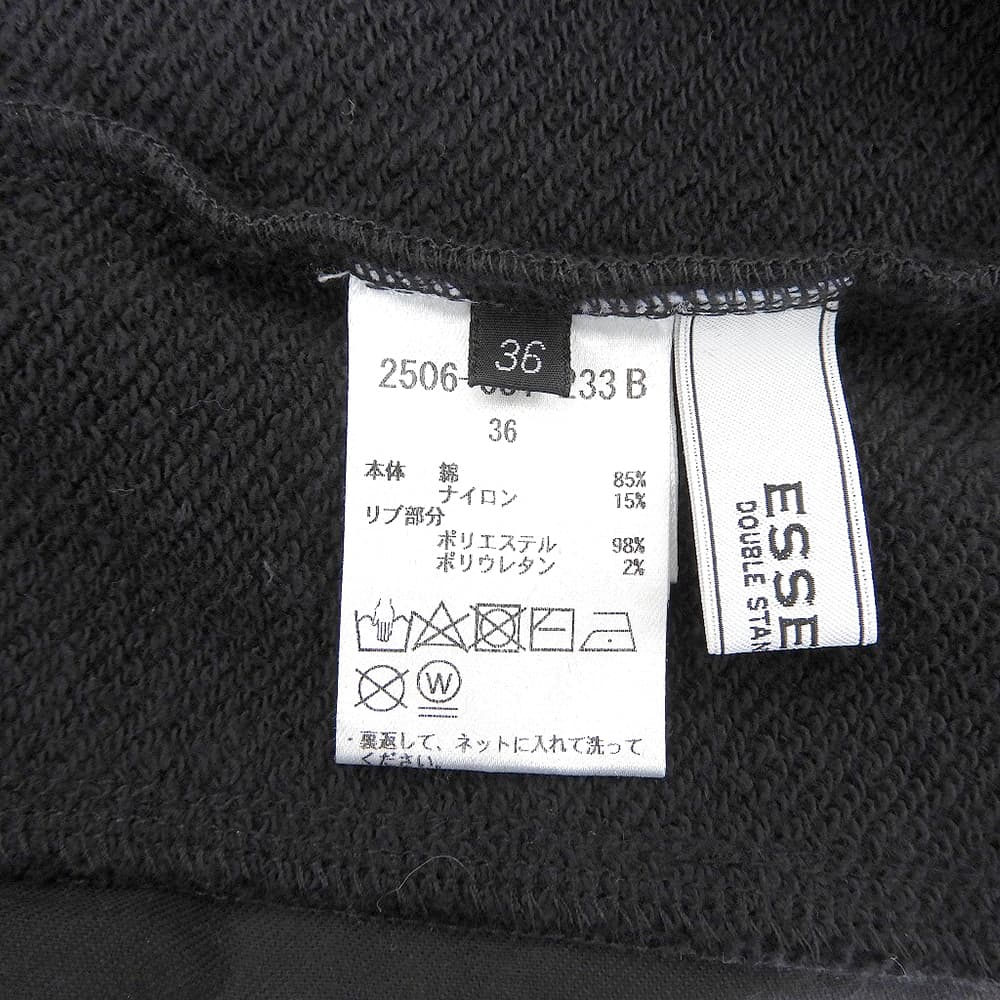 ESSENTIAL ブークレー 裏毛ワイドパンツ レディース ブラック 36 2506-051-233 ボトムス 36 レディース