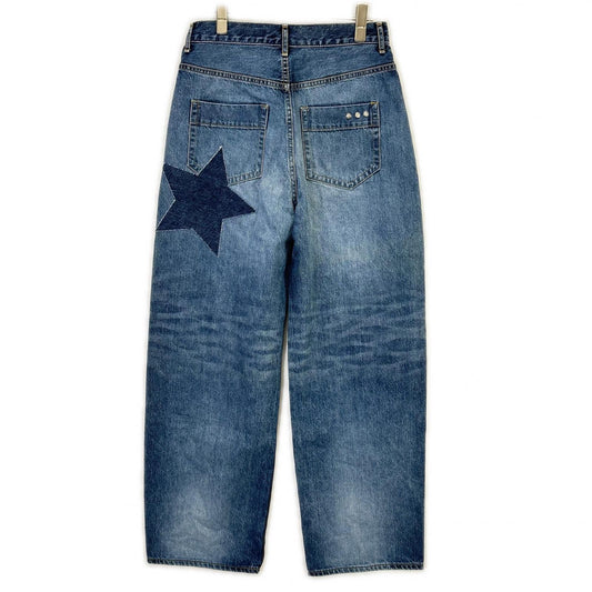 DOUBLE STANDARD CLOTHING 0206-060-233 Blue Star Wide Denim Pants Bottoms