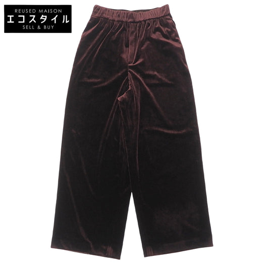 MUSE ミューズ 美品 ベルベット イージーワイドパンツ ボトムス レディース ワインレッド 36 25AW 25-030-500-2020 ボトムス