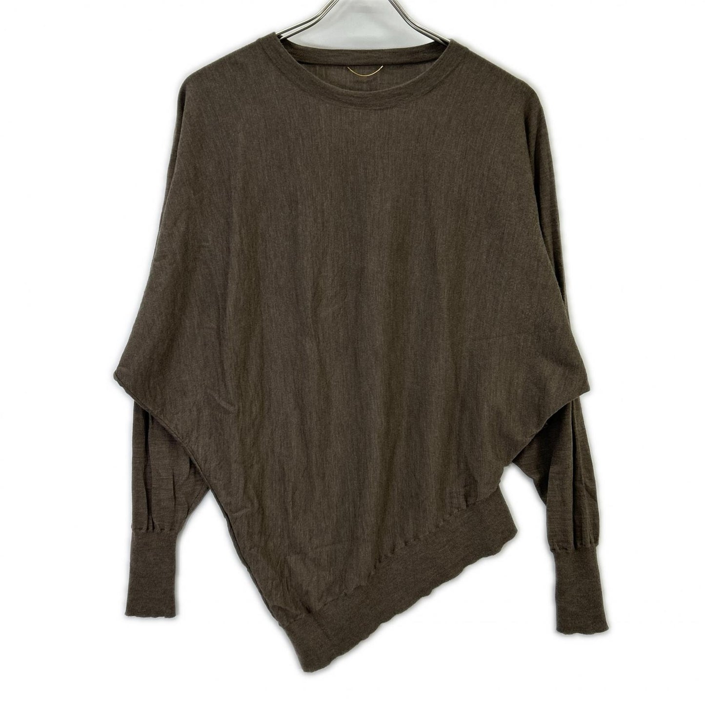 Deuxieme Classe Deu-zi-e-mu-ku-ra-su L'Appartement 联名款 25年产 米灰色 羊毛 WISH DOLMAN ASYMMETRY PULL OVER/针织套头衫 上衣