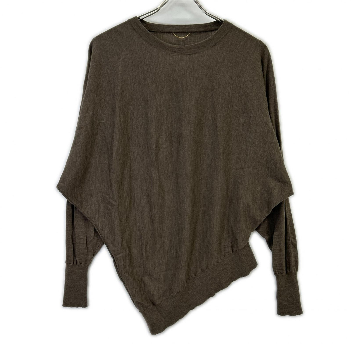 Deuxieme Classe Deu-zi-e-mu-ku-ra-su L'Appartement 联名款 25年产 米灰色 羊毛 WISH DOLMAN ASYMMETRY PULL OVER/针织套头衫 上衣