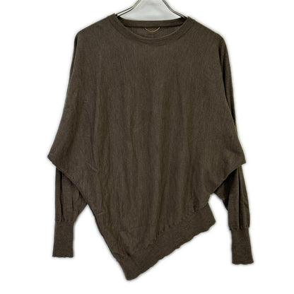 Deuxieme Classe Deu-zi-e-mu-ku-ra-su L'Appartement 联名款 25年产 米灰色 羊毛 WISH DOLMAN ASYMMETRY PULL OVER/针织套头衫 上衣