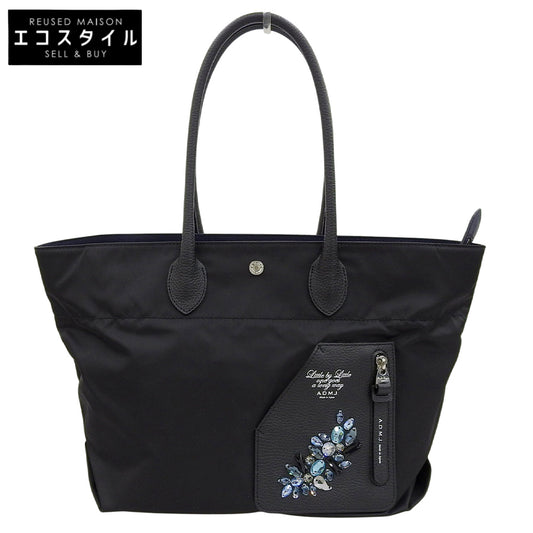 A.D.M.J. Accessoires De Mademoiselle ADMJ Like New Nylon Calf Swarovski Crystal Riders Pocket Tote Bag 23SC060404A Tote Bag