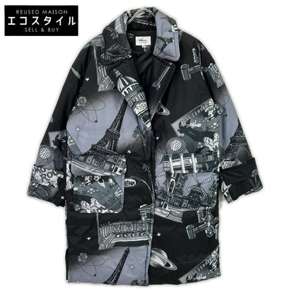 49av.Junko Shimada 49 Avenue Junko Shimada 313434229 灰色 涤纶 巴黎之夜满幅印花 长款羽绒服 夹克 38