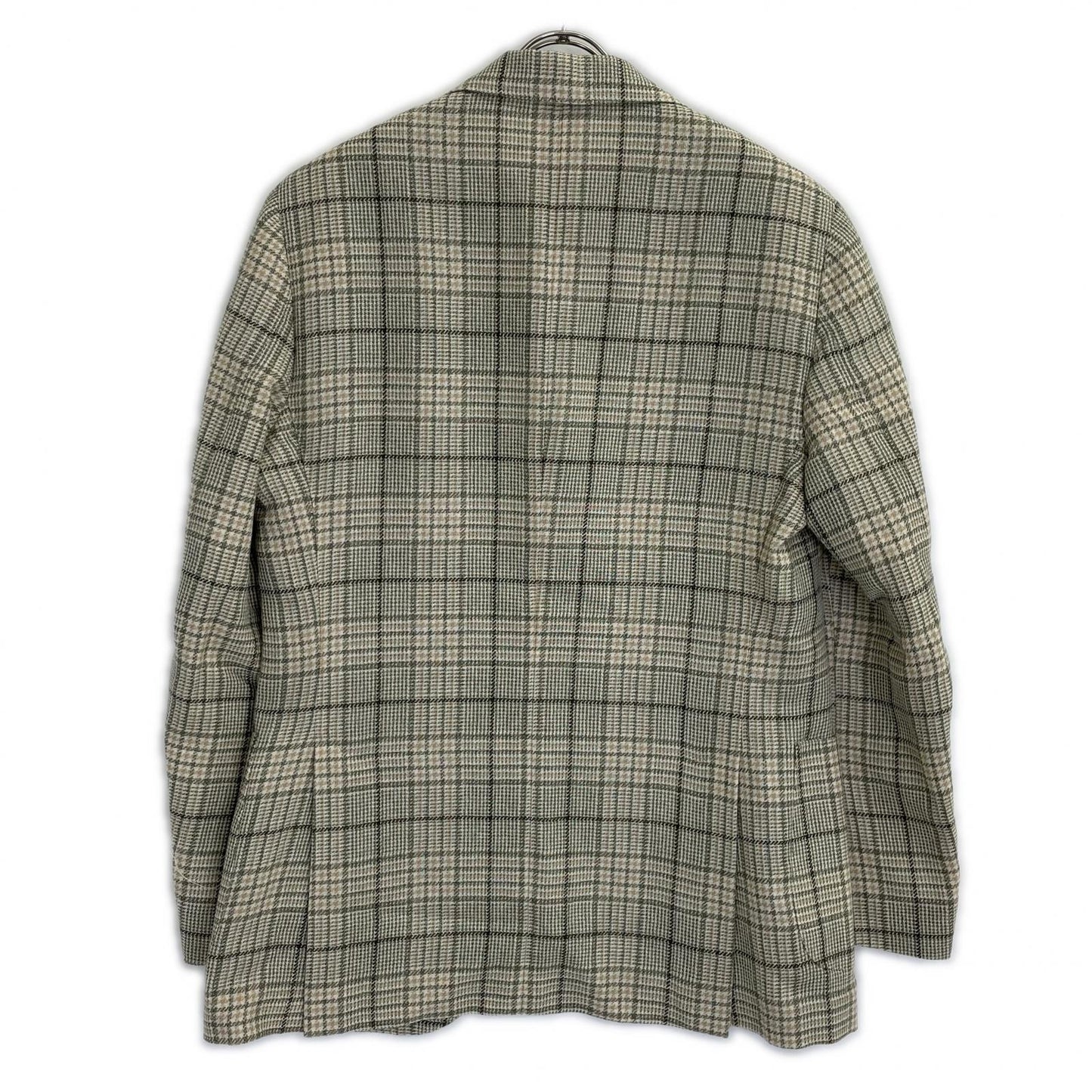 LARDINI ラルディーニ ベージュ×グリーン ウールシルク グレンプレイド ジャケット ベージュブラウン 3B ジャケット